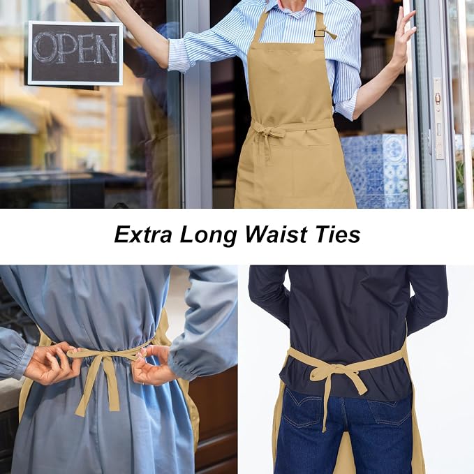 15 Pcs Adult Aprons Bulk with Pockets Adjustable Bib Chef Apron - Image 4