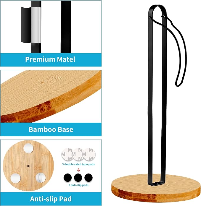 Wood Paper Towel Holder Countertop, TONLEA Kitchen Paper Towel Holder - Image 5