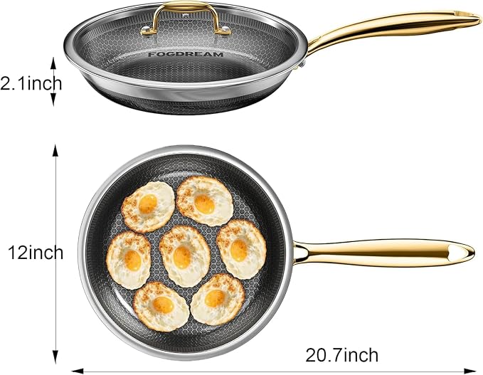 FogDream 12 Inch Stainless Steel Frying Pan - Image 6