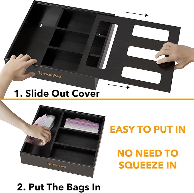 SpaceAid Bag Storage Organizer for Kitchen Drawer, Bamboo Organizer, Compatible - Image 5