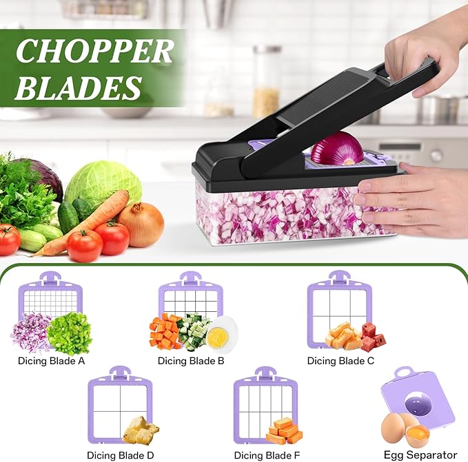 HomeHacks Vegetable Chopper Vegetable Cutter, 15 in 1 Kitchen Gadget, Onion - Image 2