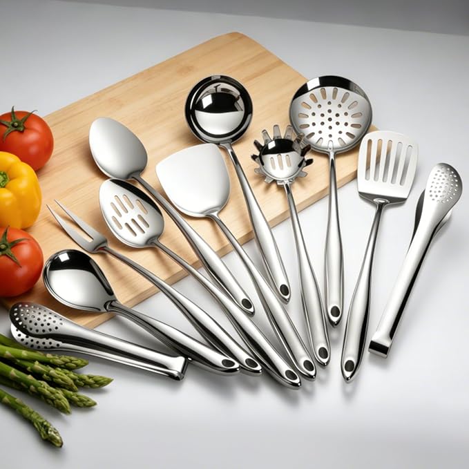 304 Stainless Steel Cooking Utensils Set, Mirror Polished Kitchen Gadget - Image 2
