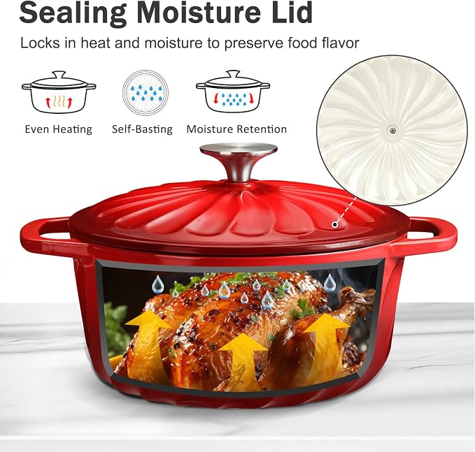 6 QT Enameled Cast Iron Dutch Oven - Image 5