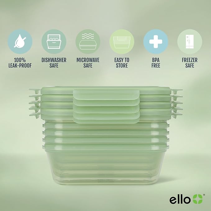 Ello Snap & Nest 10-Piece 4.5 Cup Plastic Meal Prep Set, Reusable Food - Image 3