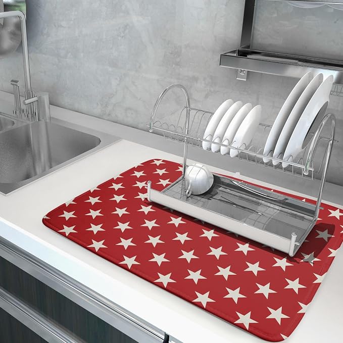 Patriotic July of 4th Red Star Dish Drying Mat - Image 5