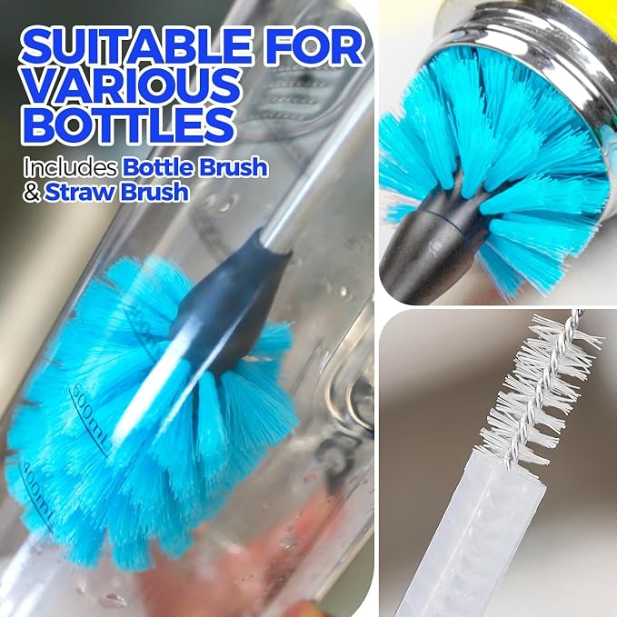 Holikme 5 Pack Bottle Brush Cleaner Set, 3 Straw Brushes, Bottle Cleaning Brush - Image 5