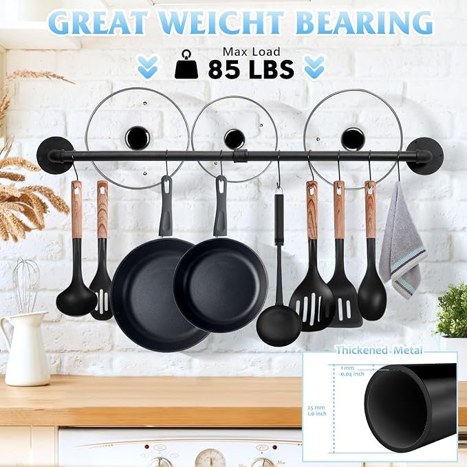 32 inch Pot Rack Wall Mounted Pan Hangers - Image 6