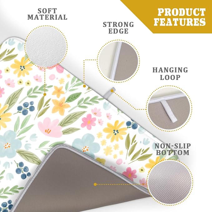 Spring Dish Drying Mat for Kitchen Counter Cute Floral Summer Holiday - Image 4
