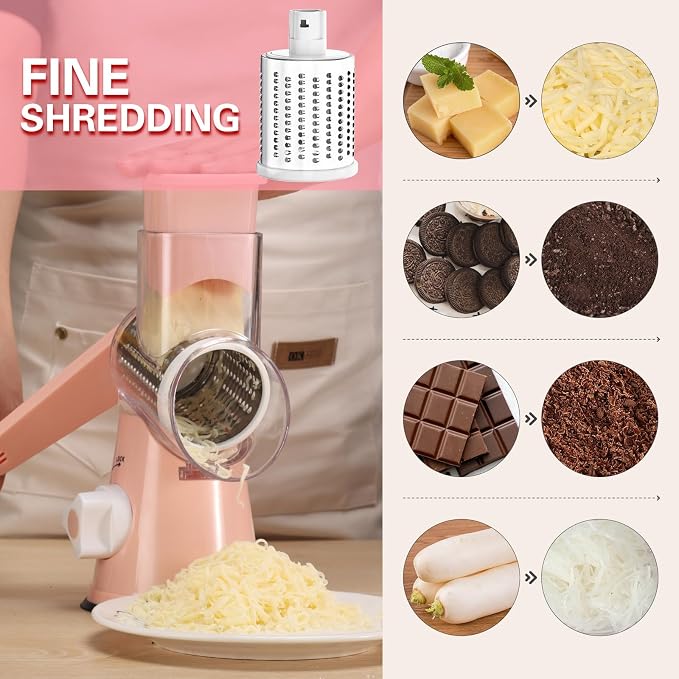Cambom Rotary Cheese Grater Hand Crank Cheese Shredder - Image 4