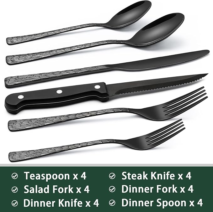 EWFEN 24-Piece Black Silverware Set - Image 2