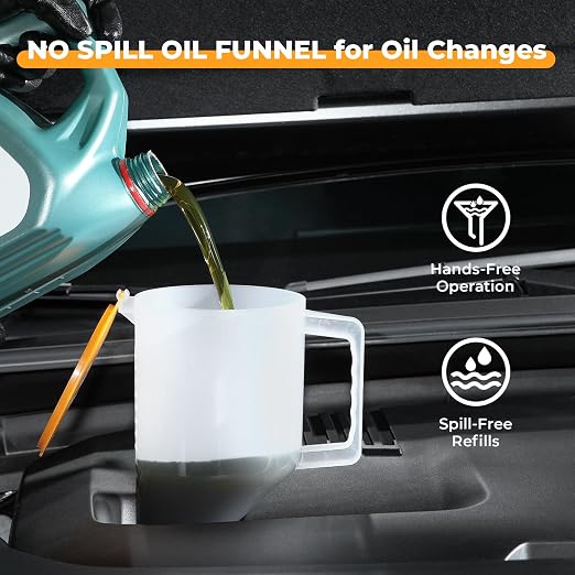 FOUR UNCLES 1.5L Oil Funnel Kit, Universal No-Spill Engine Oil Funnel - Image 2