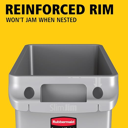 Rubbermaid Commercial Products Slim Jim Plastic Rectangular Trash/Garbage Can - Image 2