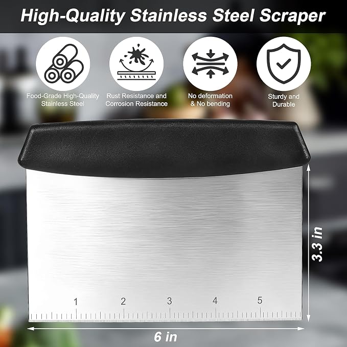 Bench Scraper, Dough Scraper, Premium Stainless Steel Dough Cutter - Image 2