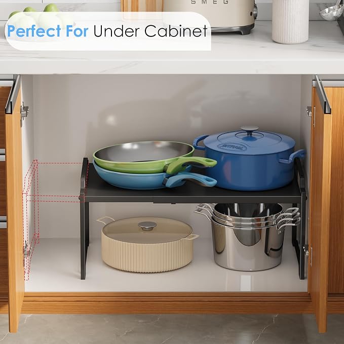 2 Pack 11” Width Expandable Kitchen Cabinet Organizer Shelves, Metal Kitchen - Image 7