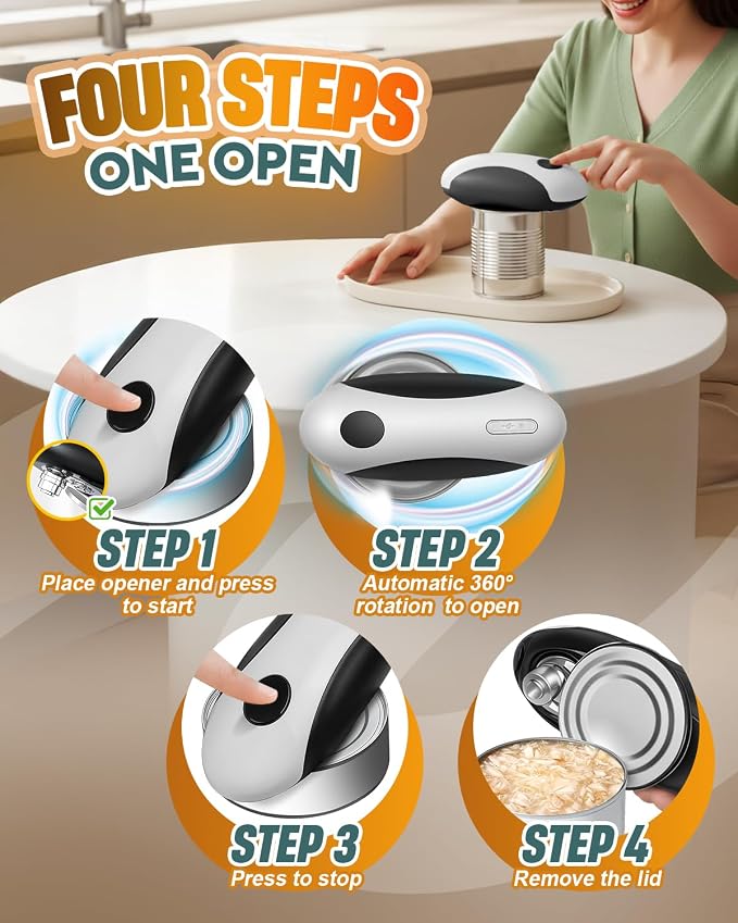 Zoomsnail Electric Can Opener, Automatic Rechargeable Can Openers - Image 3