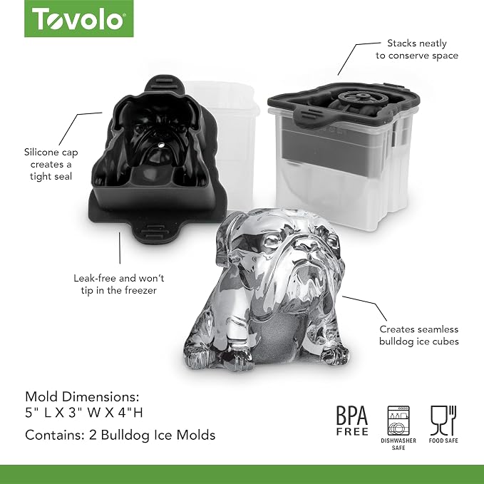 Tovolo Bulldog Ice Cube Mold Pack of 2 Craft Ice Cube Molds - Image 6