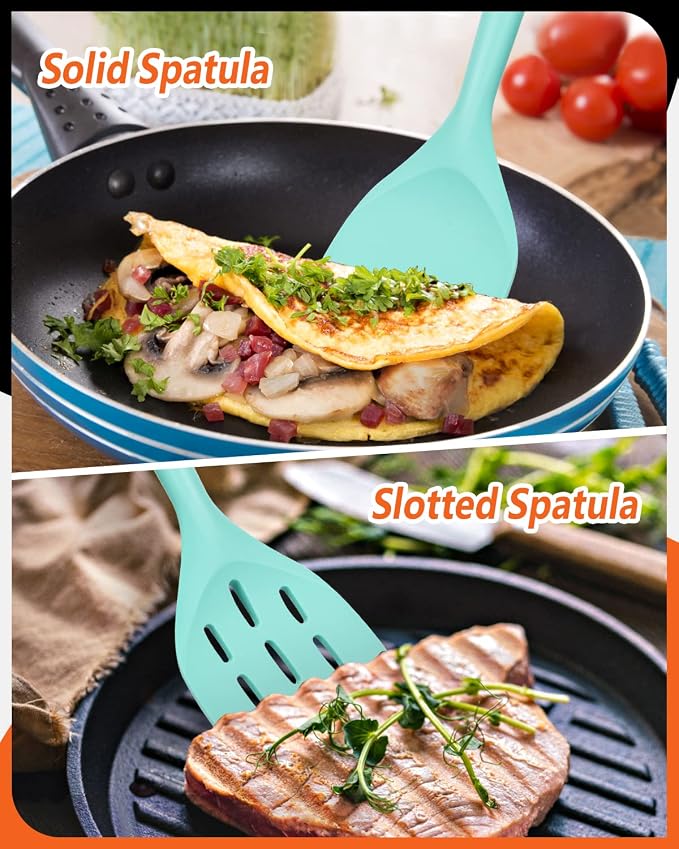 Pack of 2 Silicone Spatula, Non Stick Cooking Utensil Set Stainless Steel - Image 5
