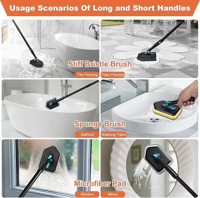 Long Handled Scrub Brush for Shower, 3-in-1 Cleaning Brushes - Image 5
