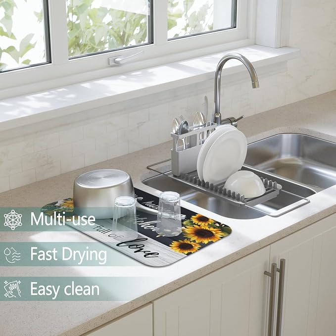 Dish Drying Mat for Kitchen Counter 2 Pack - Image 2