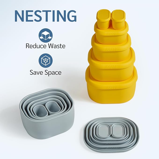 ISSEVE 12Pcs/Set Nesting Silicone Food Storage Containers - Image 3