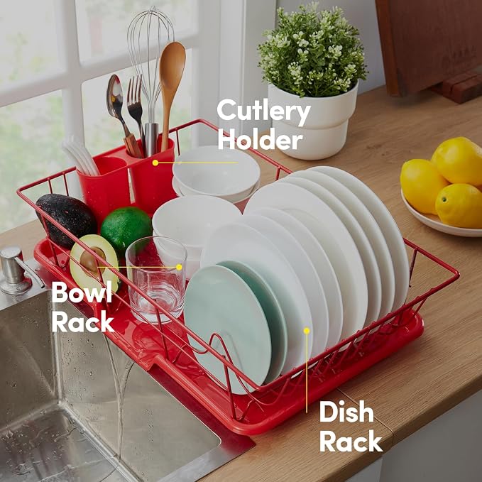 Sweet Home Collection Space-Saving 3-Piece Dish Drainer Rack Set: Efficient - Image 7