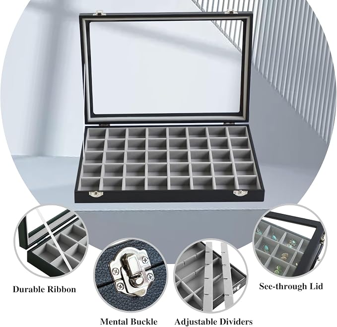 Stratalife Jewelry Organizer 40 Grid Gray Black Jewelry Tray - Image 2