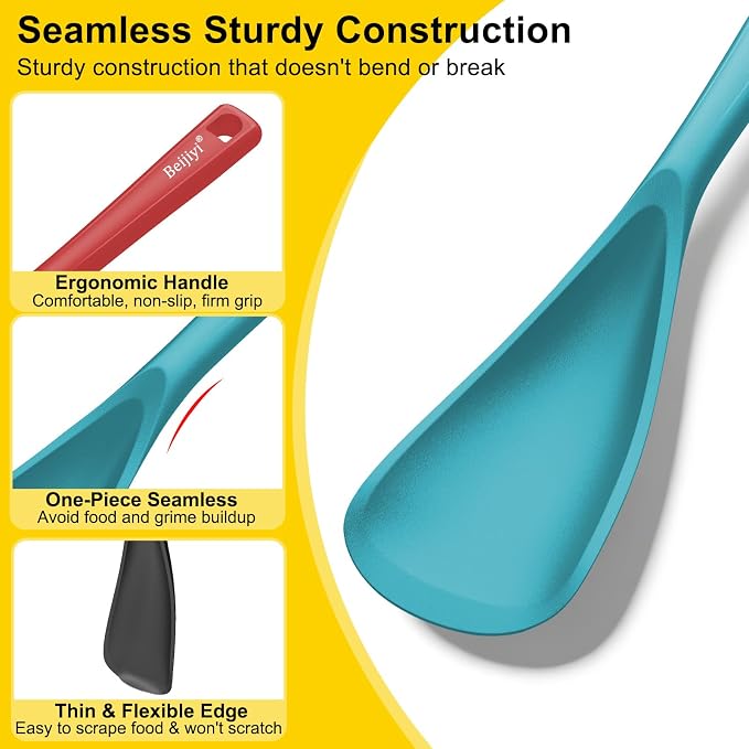 Beijiyi 3 Pack Silicone Spatula Spoon, 12.6 In, BPA-Free Seamless Design - Image 3