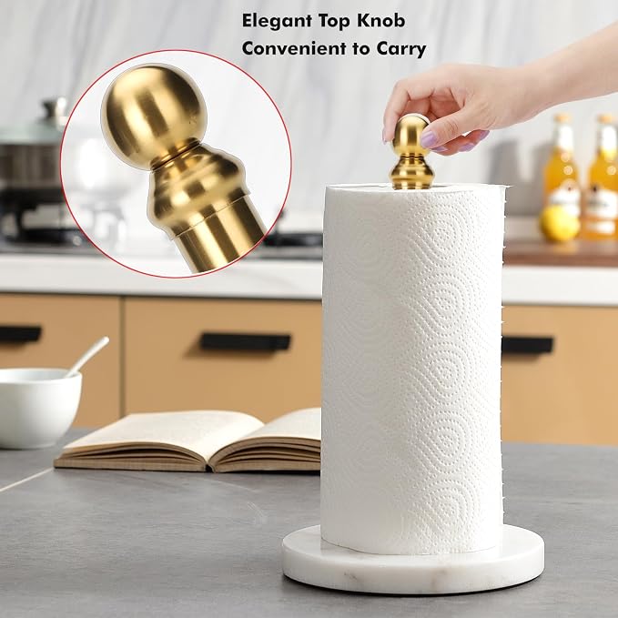 Exilon Gold Paper Towel Holder Countertop, Standing Paper Towel Roll Holder - Image 4
