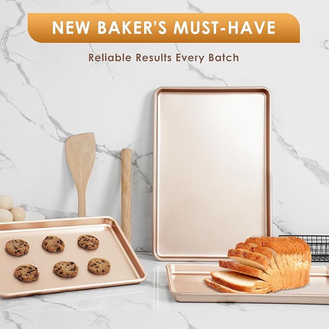 Baking Sheet Pan Set of 3, Commercial Cookie Sheets - Image 7
