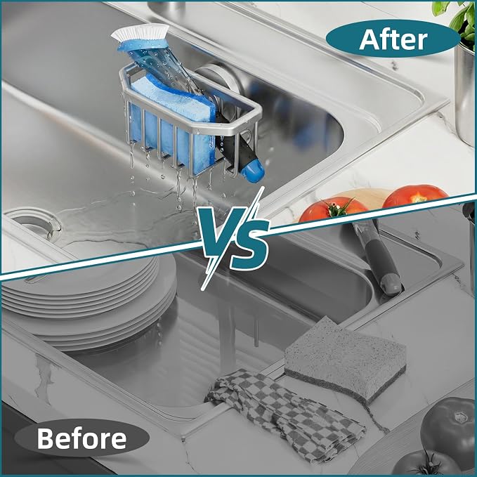 TAILI Sink Caddy with Strong Suction Cup, Sponge Holder - Image 8