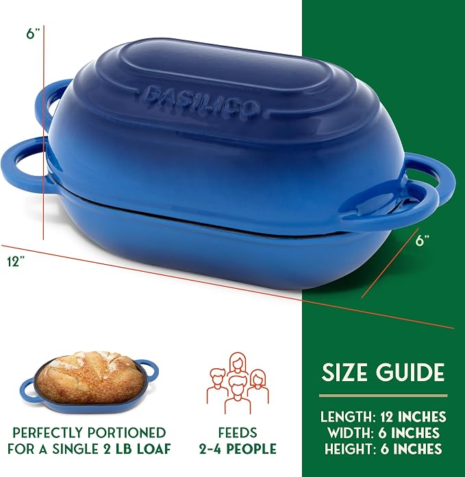 Enameled Cast Iron Bread Oven 2 Qt, Non-Stick Single Loaf Cast Iron Bread Pan - Image 2