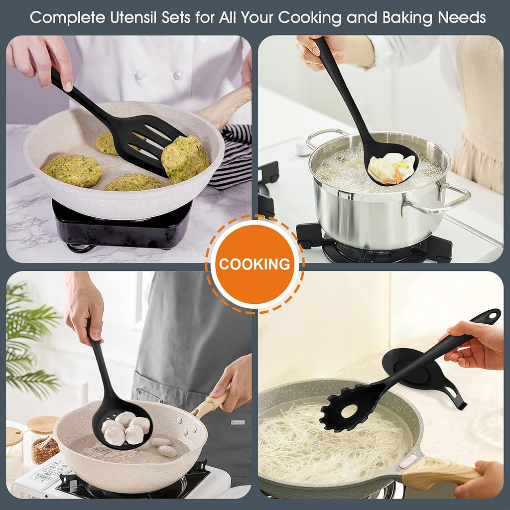 Kitchen Utensils Set, E-far 15-Piece Silicone Cooking Utensils with