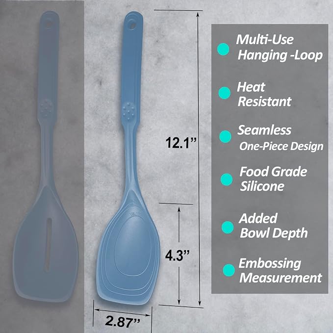 Large Silicone Cooking Spoon, Non-Stick Solid Spoon set - Image 2