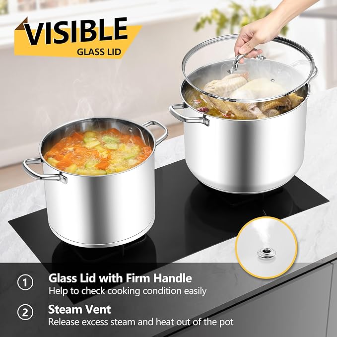 Stainless Steel Stock Pot, Homikit 24 Quart Large Stockpot Soup Pot - Image 5