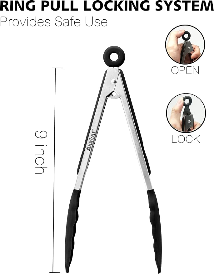 Anaeat Non-Stick Silicone Locking Tong - Image 6