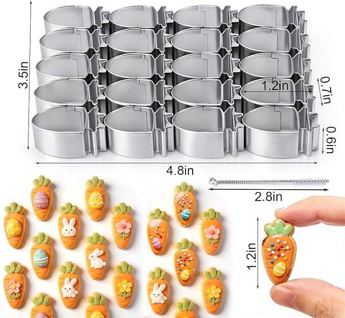 AIERSA Mini Carrot Cookie Cutter, Small Easter Cookie Cutters, 1.2 Inch Tiny - Image 2