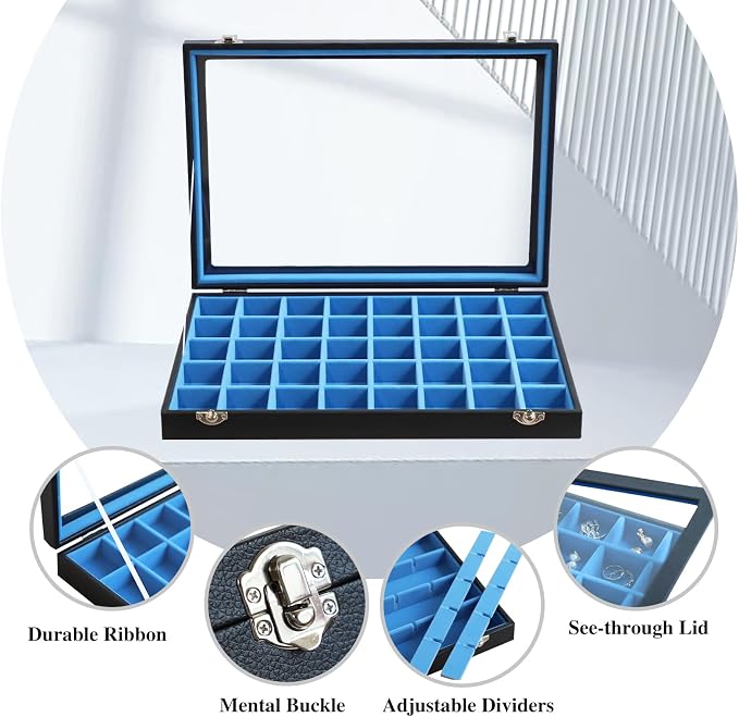 Stratalife Jewelry Organizer 40 Grid Blue Black Jewelry Tray - Image 3
