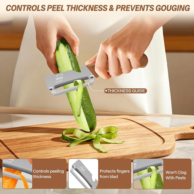 Multi-Functional Vegetable Peeler – Comfortable Wooden Handle - Image 5