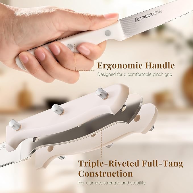 Astercook Steak Knives, Steak Knives Set of 8, High Carbon Stainless Steel - Image 3