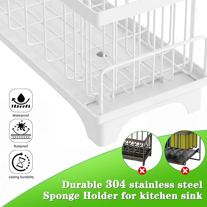 VOOWO Sponge Holder for Kitchen Sink, Compact Sink Caddy - Image 3