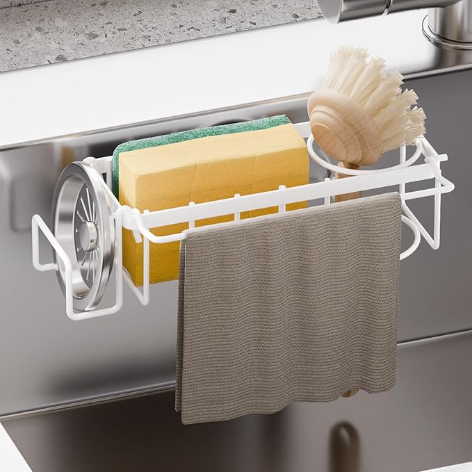 TAILI Sponge Holder with Strong Suction Cup, 4-in-1 Rustproof Sink Organizer by TAILI