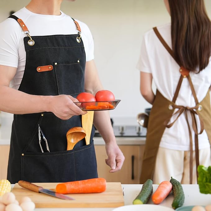 Aoomzoon Canvas Aprons for Men Chef Apron, Work Apron - 16oz Heavy Duty Cross - Image 8
