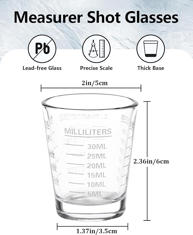 SAIAOKJ Shot Glasses Measuring Cup Set 2PACK Espresso Shot Glasses Liquid Heavy - Image 2
