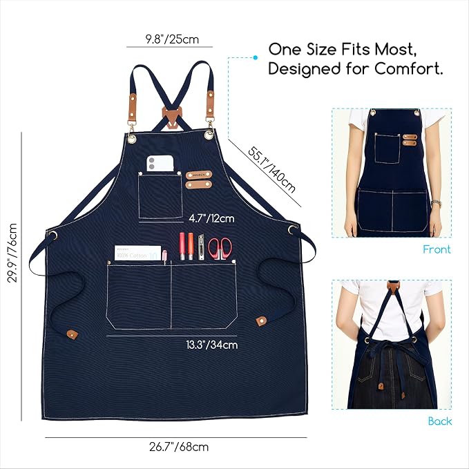 MEEDEN Painting Apron for Men Women: Adjustable Cross Back Waterproof Polyester - Image 2