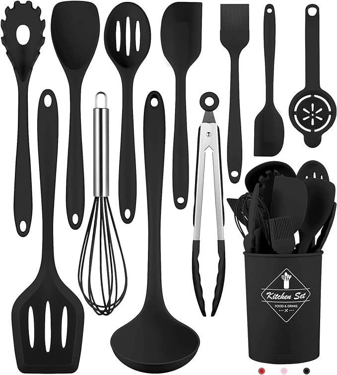Pranski Kitchen Utensils Set-12 Pieces Silicone Cooking Utensils Set Dishwasher by Pranski