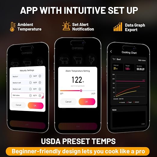 Wireless Meat Thermometer with Smart Timer & APP Control, 800ft Bluetooth Grill - Image 6