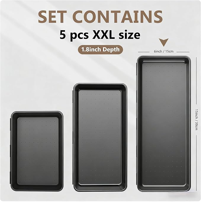 A-LuGei【XX-Large Size【5 Pcs】 Tool Box Organizer Tray Divider【Single Size】 Black - Image 2