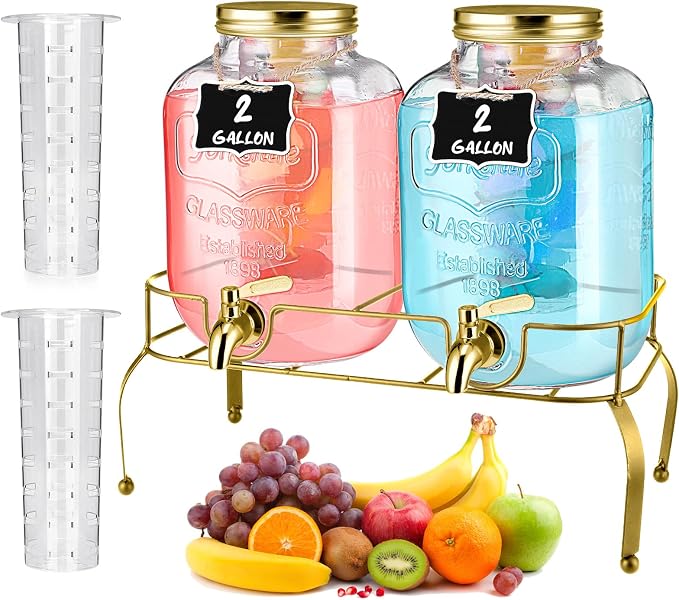 Lallisa 2 Pcs 2 Gallon Glass Drink Dispenser by Lallisa