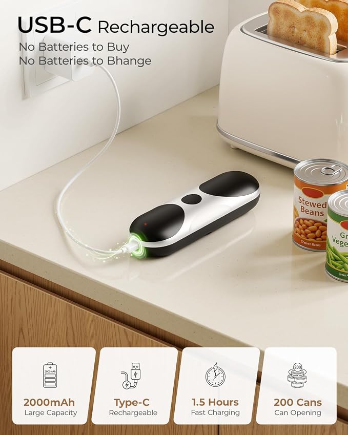 Electric Can Opener, One-Touch Automatic Can Opener, USB Rechargeable Electric - Image 3