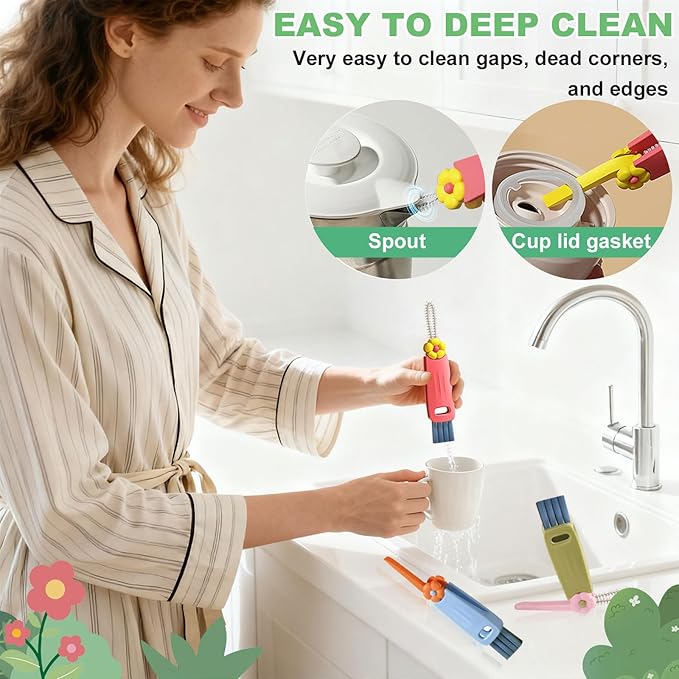 3 in 1 Cup Lid Cleaning Brush, Bottle Gaps, Travel Mug Caps - Image 2